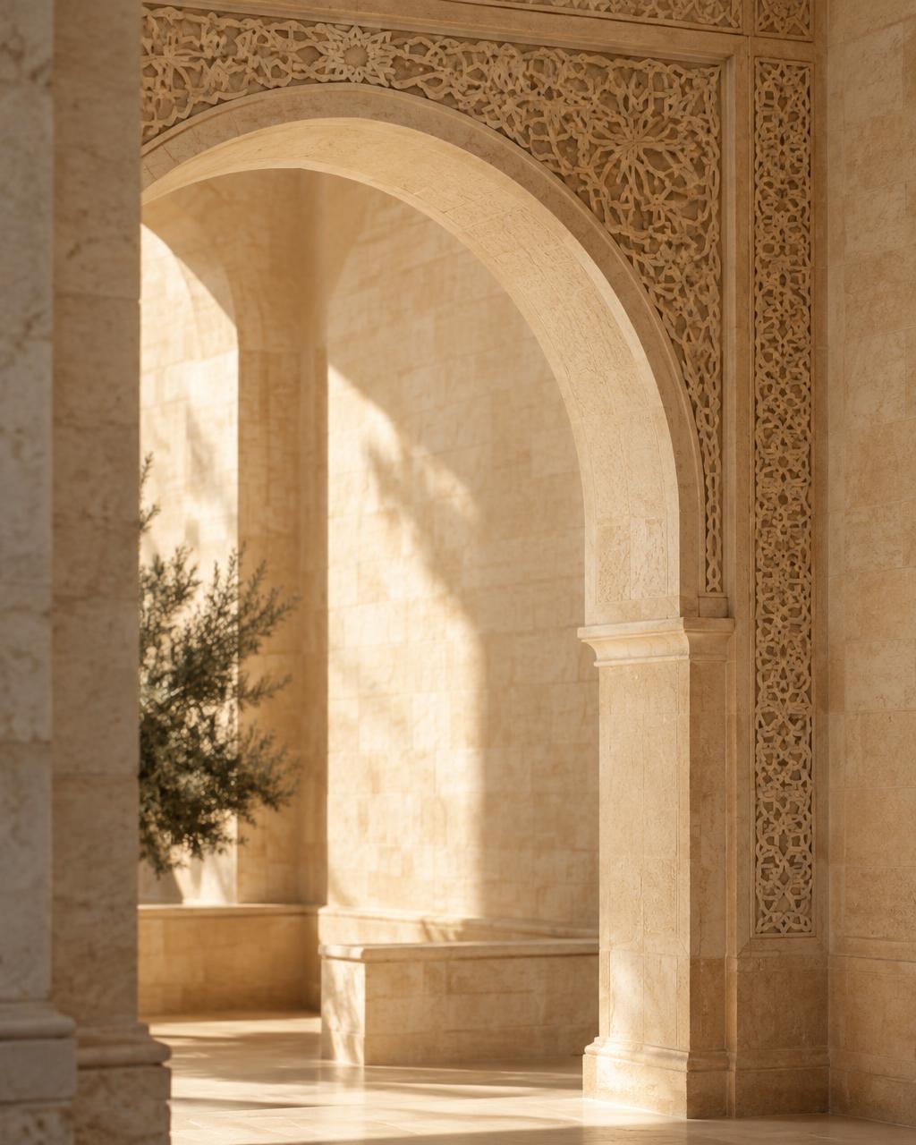 Carved Jordanian limestone archway
